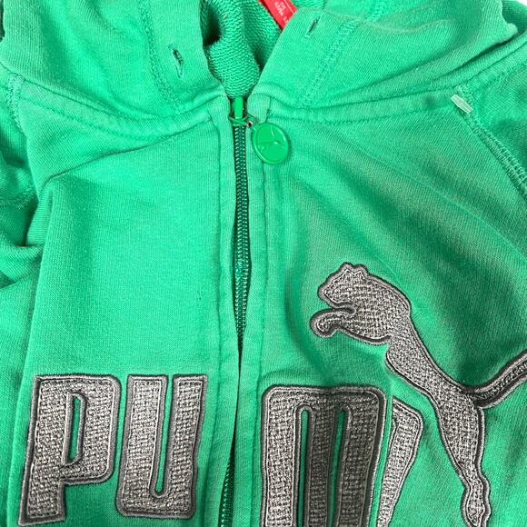 Puma Hoodie‎ Jacket Green Grey Logo Front Full Zip Long Sleeve Women's Large - Picture 14 of 15